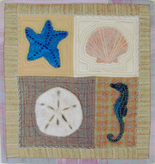 Ocean Treasures Felted Applique Mini Quilt